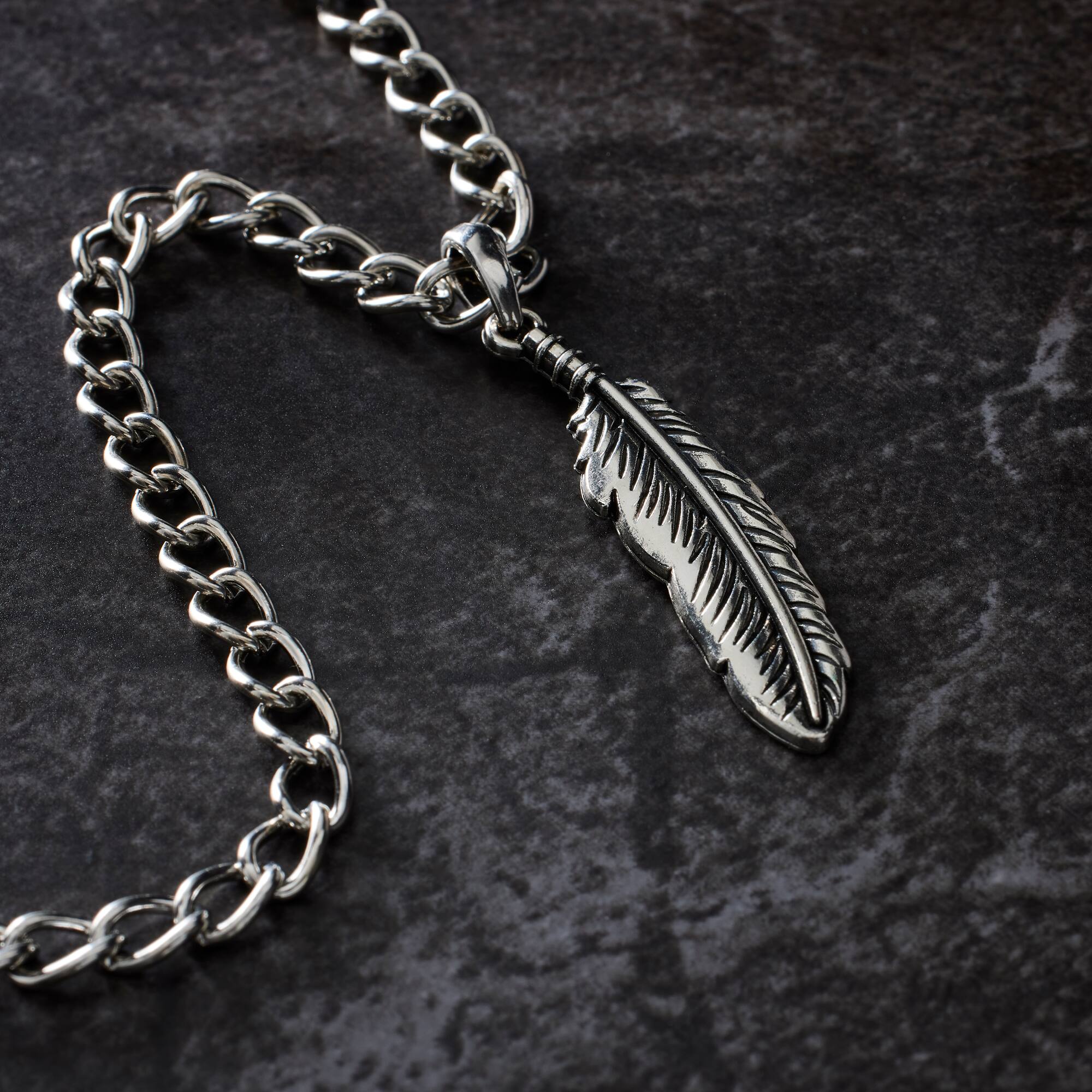 Silver Metal Feather Pendant by Bead Landing™